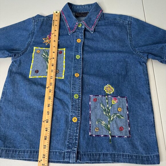 Vintage New Direction Denim Maxi Dress Small Floral Embroidered 2 piece - Picture 11 of 14